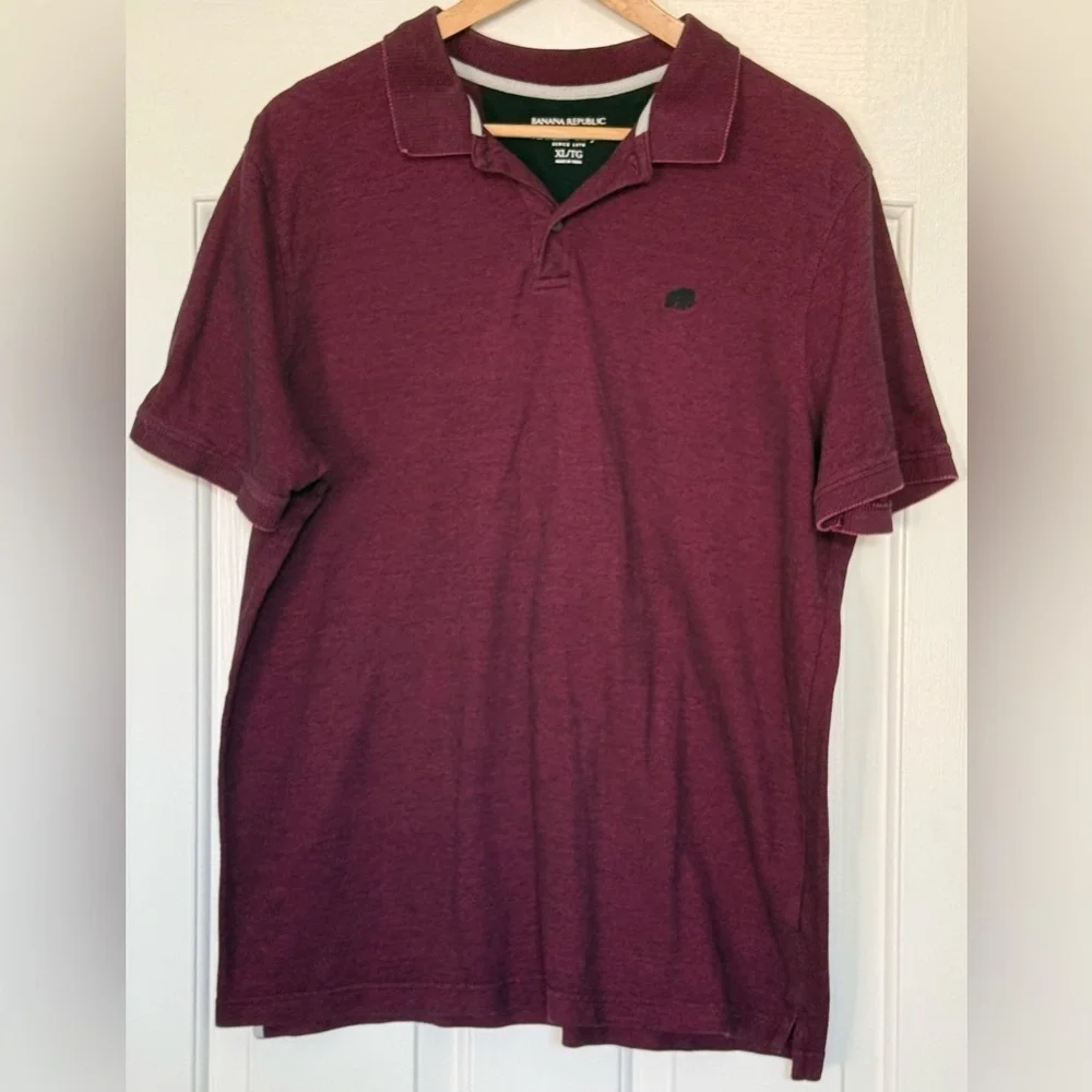 Banana Republic Birdseye Pique Polo Men’s XL Berry Burgundy 100% Cotton